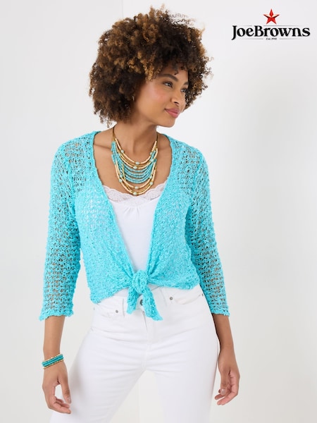 Joe Browns Blue Lightweight Popcorn Knit 3/4 Cardigan (F51740) | £40