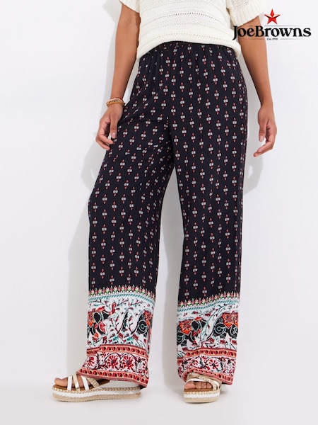 Joe Browns Black Elephant Print Wide Leg Trousers (F51748) | £50