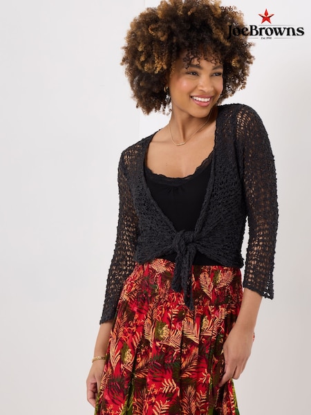 Joe Browns Black Lightweight Popcorn Knit 3/4 Cardigan (F51762) | £40