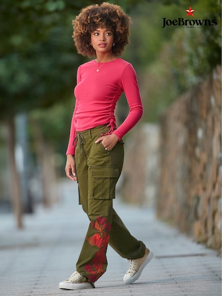 Joe Browns Green Embroidered Adjustable Cargo Joggers (F51764) | £70