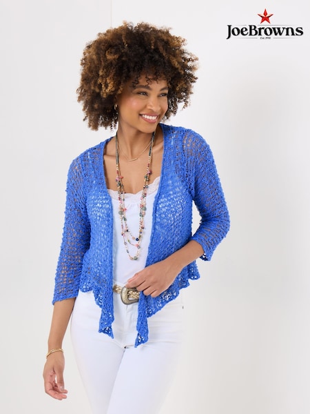Joe Browns Blue Lightweight Popcorn Knit 3/4 Cardigan (F51778) | £40