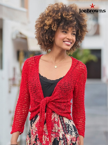 Joe Browns Red Lightweight Popcorn Knit 3/4 Cardigan (F51802) | £40