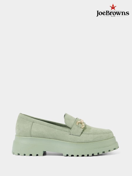 Joe Browns Green Chunky Cleated Sole Microsuede Loafers (F51842) | £55