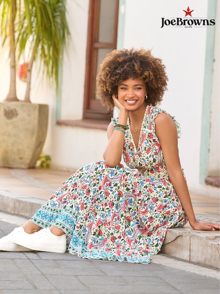 Joe Browns Cream Petite Beaded Floral Print Button Maxi Dress (F51861) | £85