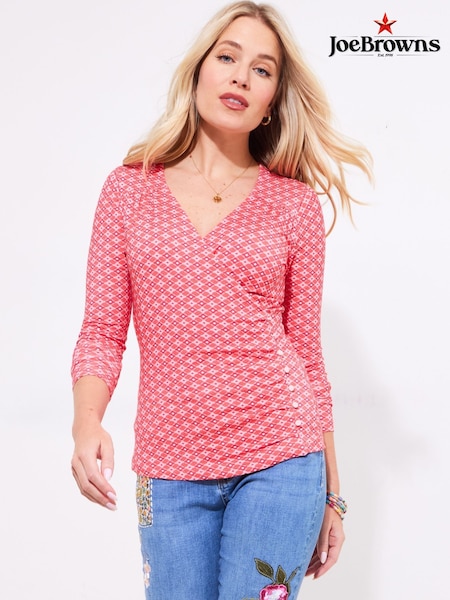 Joe Browns Pink Geo Print Mock Wrap Top (F51865) | £45