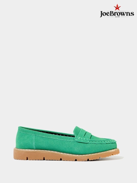 Joe Browns Green Cleated Sole Suede Leather Loafers (F51954) | £45