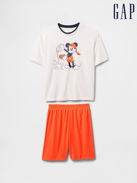 Gap White Mickey Mouse Disney Short Pyjama Set (6-13yrs) (F52036) | £30