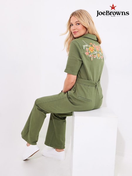 Joe Browns Green Petite Embroidered Belted Jumpsuit (F52156) | £80