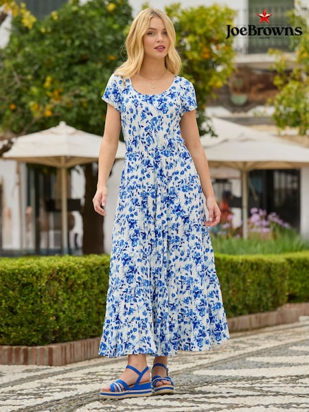 Joe Browns Blue Petite Floral Full Crinkle Maxi Skirt (F52163) | £65