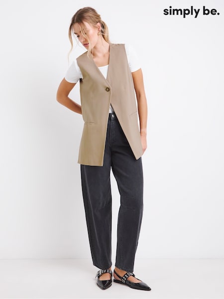 Simply Be Nude Tab Detail Longline Waistcoat (F52246) | £45