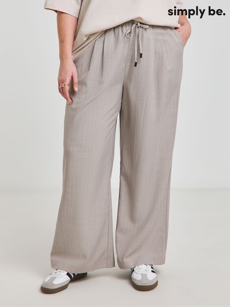 Simply Be Grey Pinstripe Wide Leg Trousers (F52254) | £34