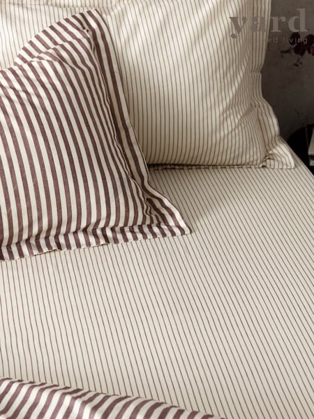 Yard Beetroot Hebden Striped 100% Cotton Fitted Sheet (F52389) | £17 - £26