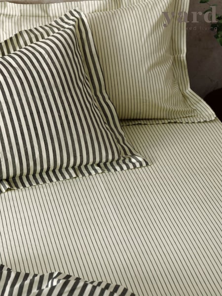 Yard Black Hebden Striped 100% Cotton Fitted Sheet (F52391) | £17 - £26