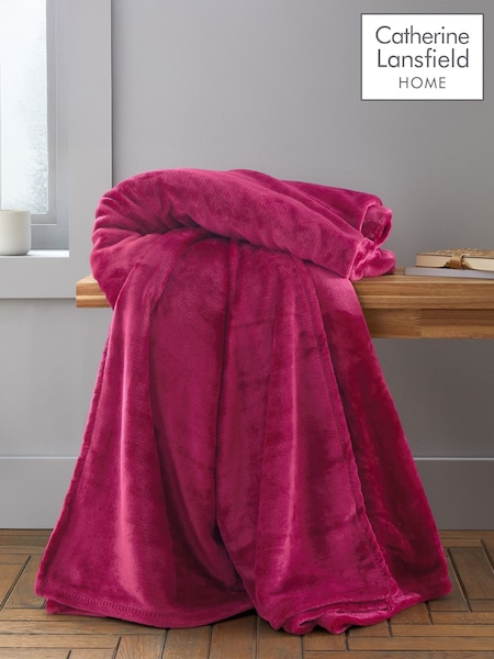 Catherine Lansfield Hot Pink Raschel Velvet Touch Plush Extra Large Throw (F52396) | £22