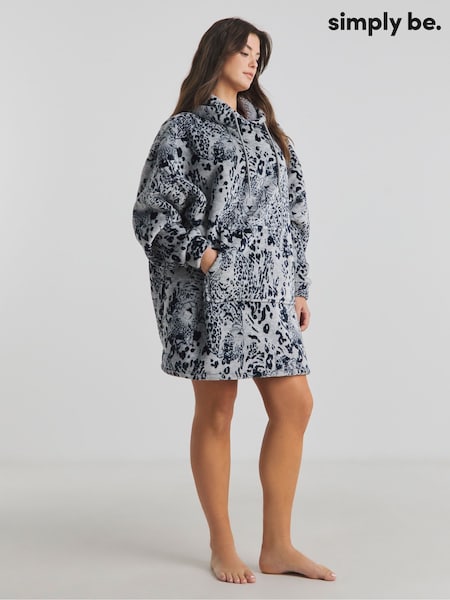 Simply Be Grey Oversized Hooded Dress With Elasticated Sleeves (F52401) | £34