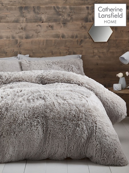 Catherine Lansfield Grey So Soft Cuddly Deep Pile Duvet Cover and Pillowcase Set (F52402) | £65