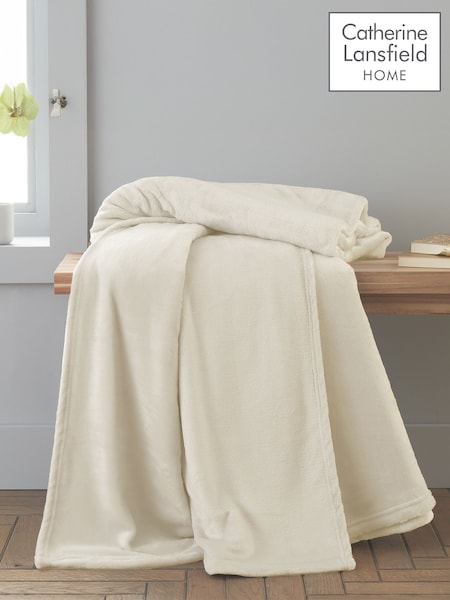 Catherine Lansfield Cream Raschel Velvet Touch Plush Extra Large Throw (F52403) | £22
