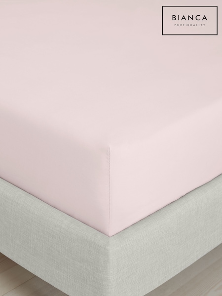 Bianca Blush 200 Thread Count Cotton Percale Deep Fitted Deep Fitted Sheet (F52429) | £12