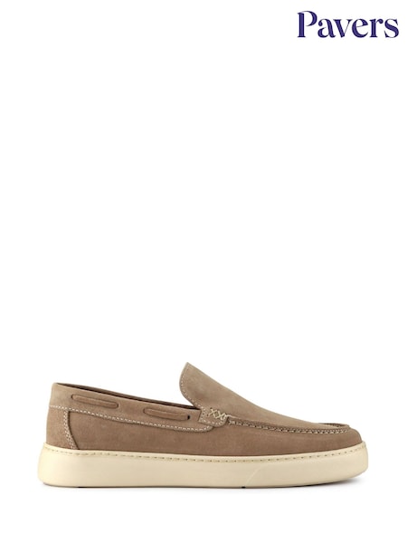 Pavers Cream Leather Slip-Ons Shoes (F52487) | £50
