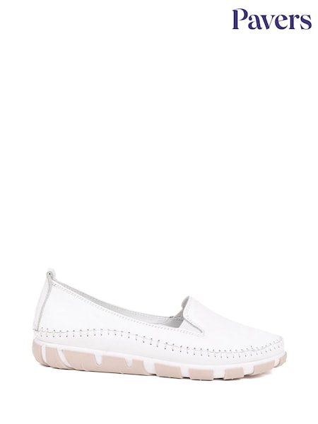 Pavers White Slip-Ons Leather Pumps (F52493) | £40