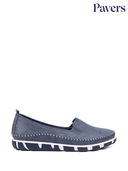 Pavers Navy Slip-Ons Leather Pumps (F52501) | £40