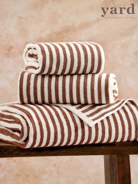 Yard Pecan Orange Hebden Striped Towel (F52507) | £8 - £22