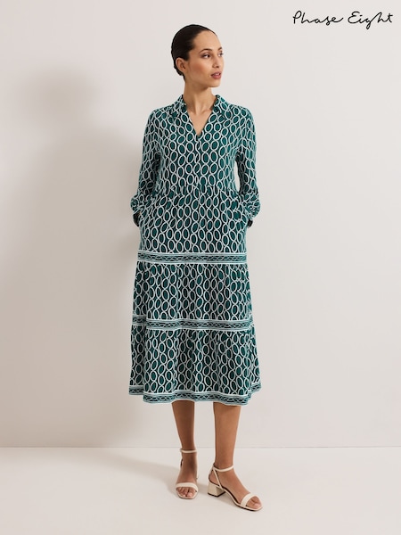Phase Eight Green Tiered Midi Dress (F52536) | £110