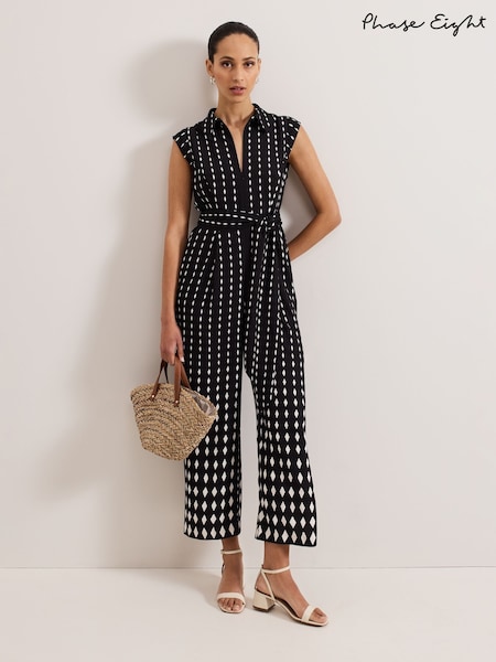 Phase Eight Black Delina Geo Jumpsuit (F52560) | £129