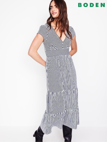 Boden Blue Tiered Jersey Midi Dress (F52690) | £80
