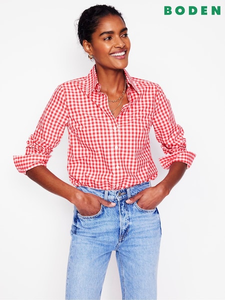 Boden Red Gingham  Sienna Cotton Shirt (F52756) | £60