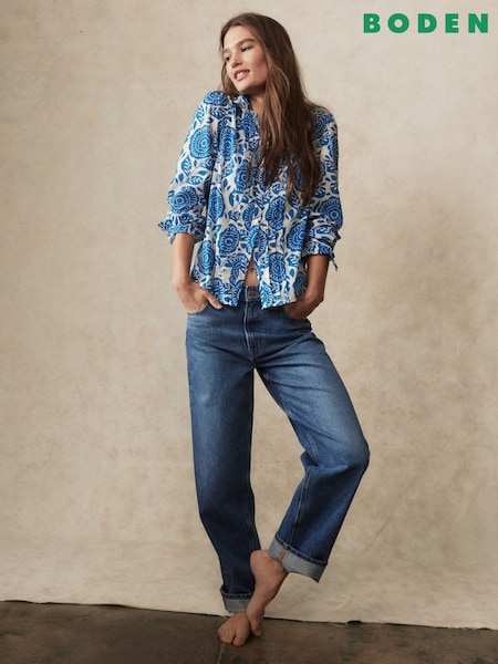 Boden Blue Mid Rise 100% Cotton Relaxed Jeans (F52797) | £90