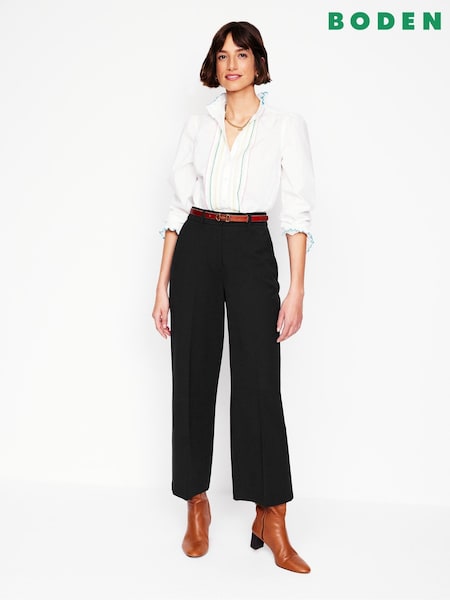 Boden Black Cropped Ponte Trousers (F52839) | £80