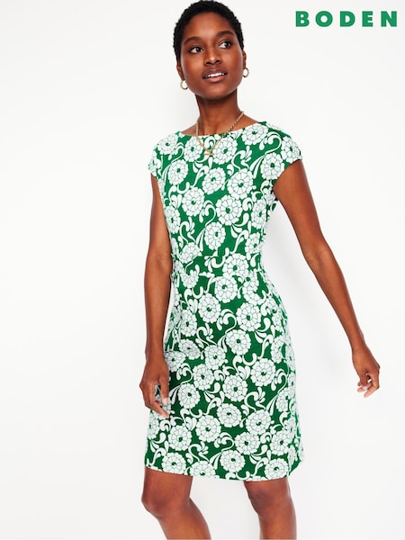 Boden Green Florrie Jersey 100% Cotton Dress (F52840) | £66
