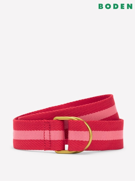 Boden Red Webbing 100% Cotton D-Ring Belt (F52843) | £26