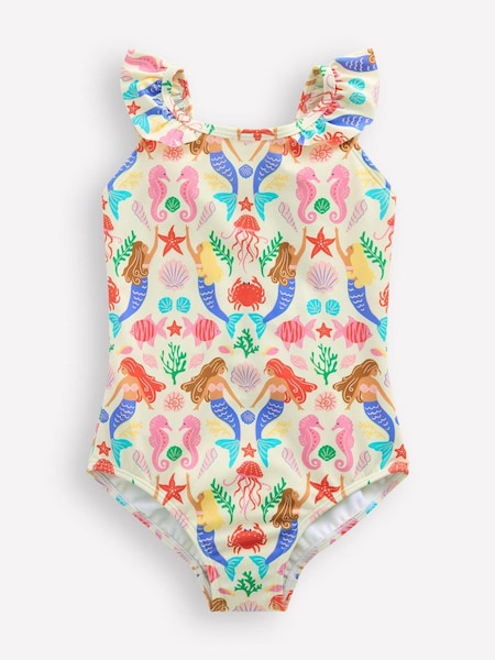 Boden Cream Hallie Frill Strap Swimsuit (F52849) | £21 - £23