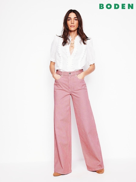 Boden Pink High Rise Wide Leg Jeans (F52871) | £112