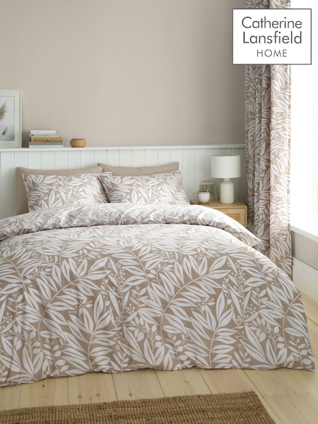 Catherine Lansfield Natural Sorrel Leaf Floral Reversible Duvet Cover Set (F52910) | £17 - £35