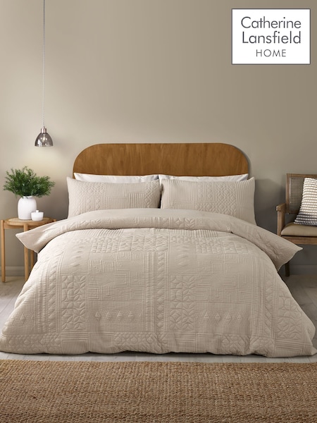 Catherine Lansfield Natural Folkstone Geo Duvet Cover Set (F52918) | £23 - £40