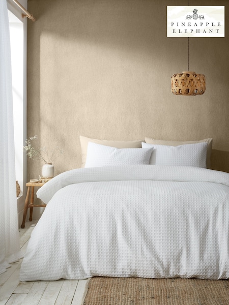 Pineapple Elephant White Muscat Waffle Duvet Cover Set (F52936) | £30 - £55