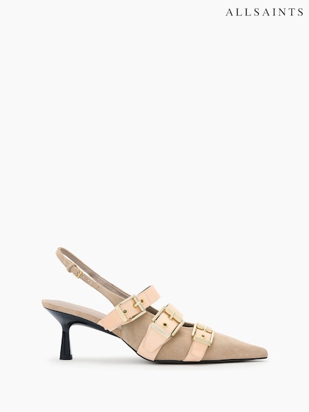 AllSaints Brown Vivian Slingback Shoes (F52947) | £229