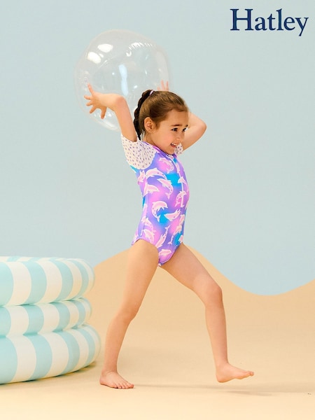 Hatley Purple Airbrush Dolphins Rash Vest 1 Piece (F52976) | £25
