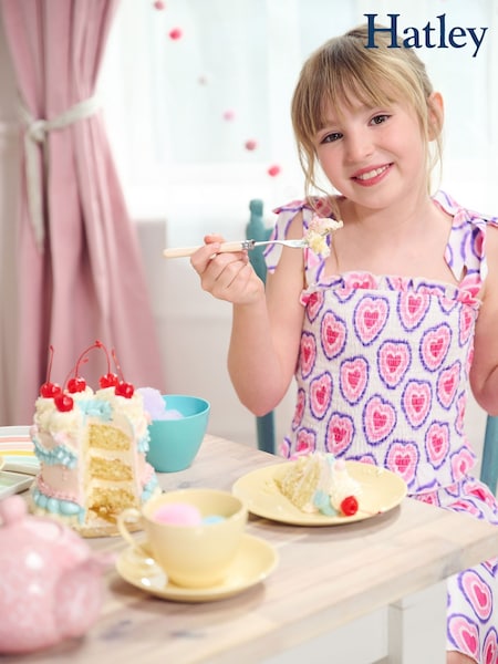 Hatley Glowing Hearts Smocked Angel White Dress (F53020) | £44