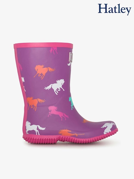 Hatley Purple Leaping Horses Packable Wellies (F53022) | £30