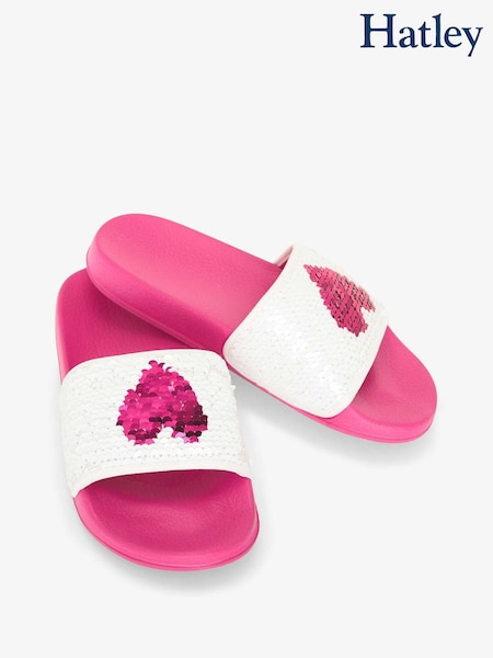 Hatley Pink Sequin Hearts Slide On Sandals (F53045) | £17