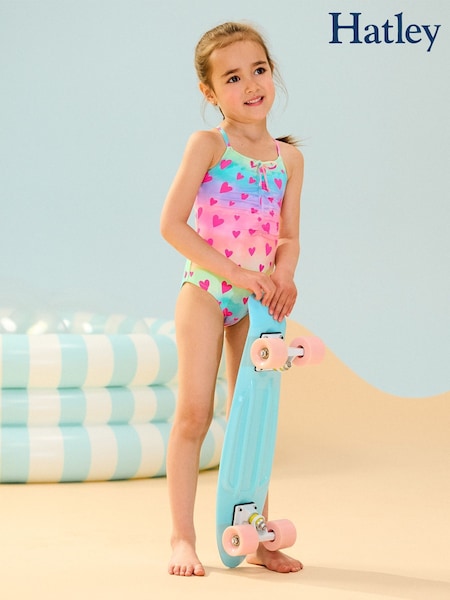Hatley Pink Kaleidoscope Hearts Ruched Front Swimsuit (F53053) | £22
