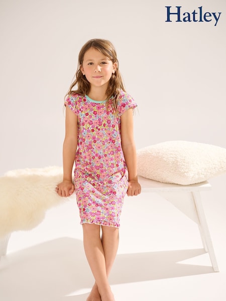 Hatley Pink Groovy Flowers Ruffle Hem Night Dress (F53060) | £23
