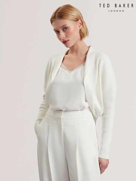 Ted Baker White Erhan Sculptured Ribbed Knit Cardigan (F53088) | £129