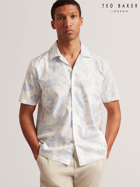 Ted Baker Blue Kits Short Sleeve Relaxed Floral Print Shirt (F53104) | £89