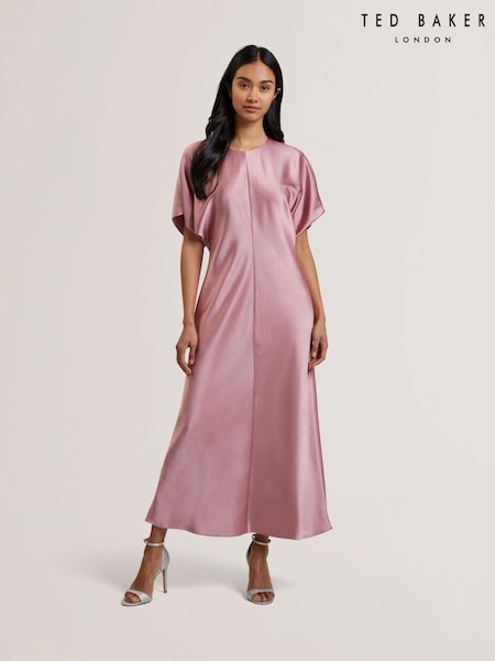 Ted Baker Pink Fianaa Slouch Sleeve Waisted Column Dress (F53137) | £199