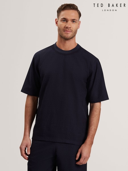 Ted Baker Blue Kylars Basket-weave 100% Cotton T-Shirt (F53148) | £69